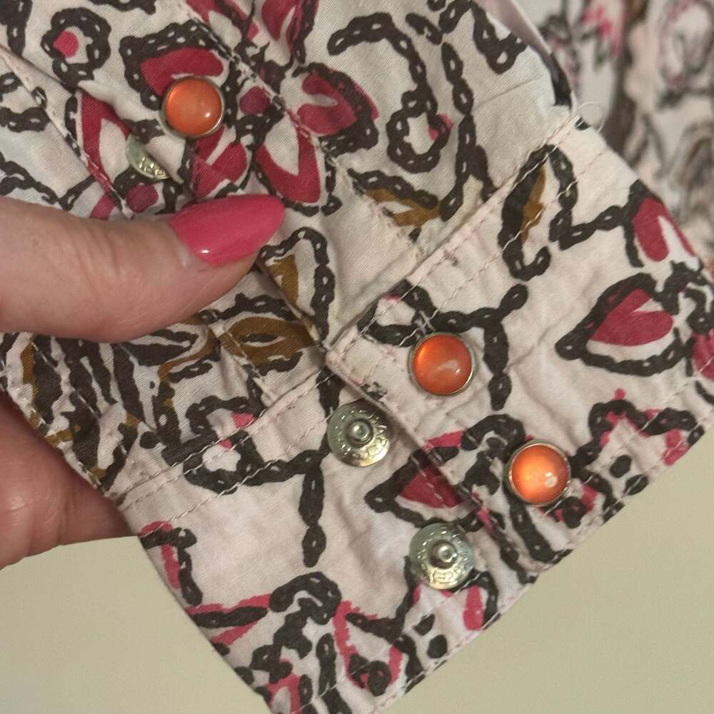 Panhandle Slim Women’s Medium Western Pearl Snap Paisley Floral Cotton Shirt M - Picture 5 of 12